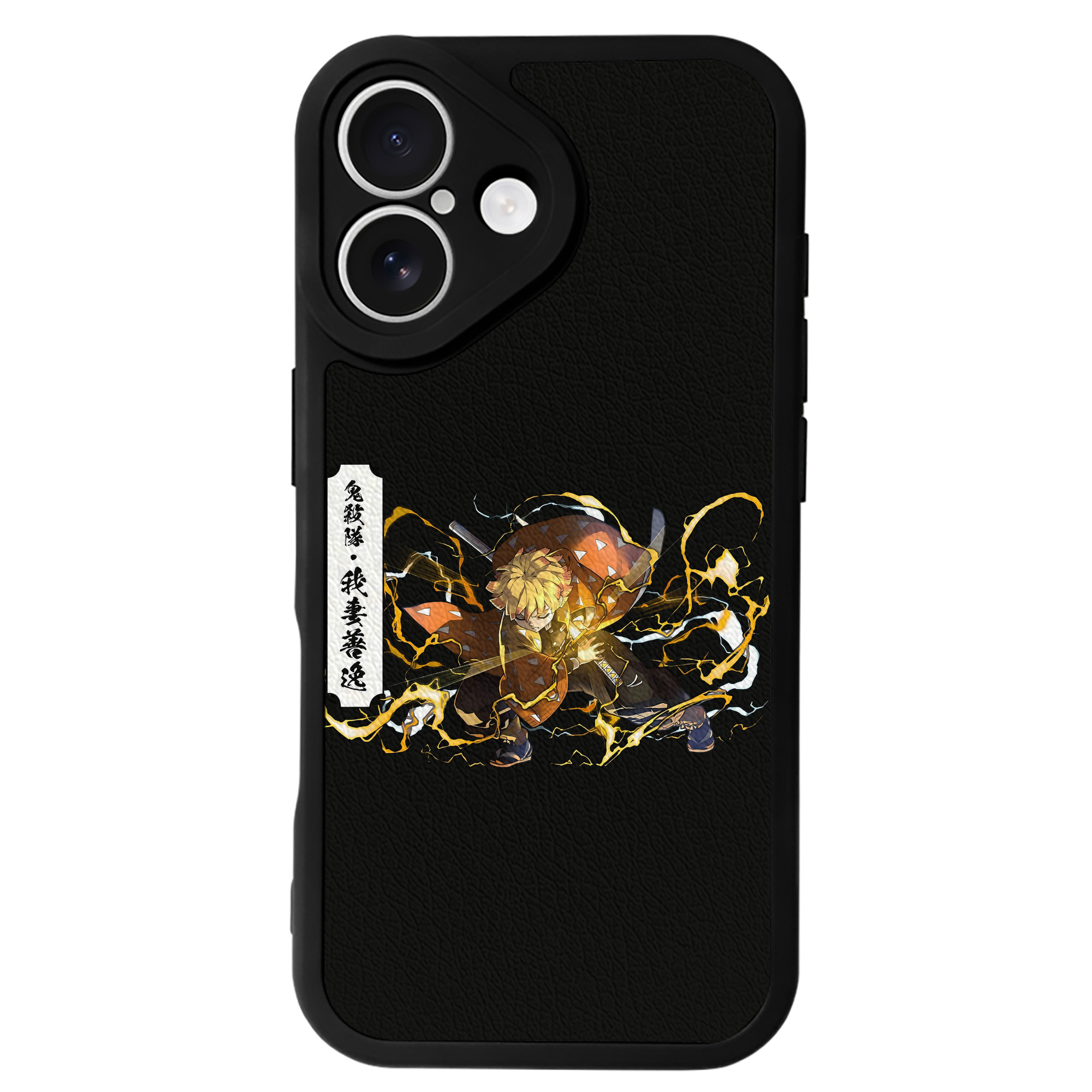 （画像用） 鬼滅の刃（きめつのやいば）我妻 善逸／あがつま ぜんいつ Agatsuma Zenitsu 【iPhone 16シリーズ対応】シリコンスマホケース（レザー調） 材質：シリコン